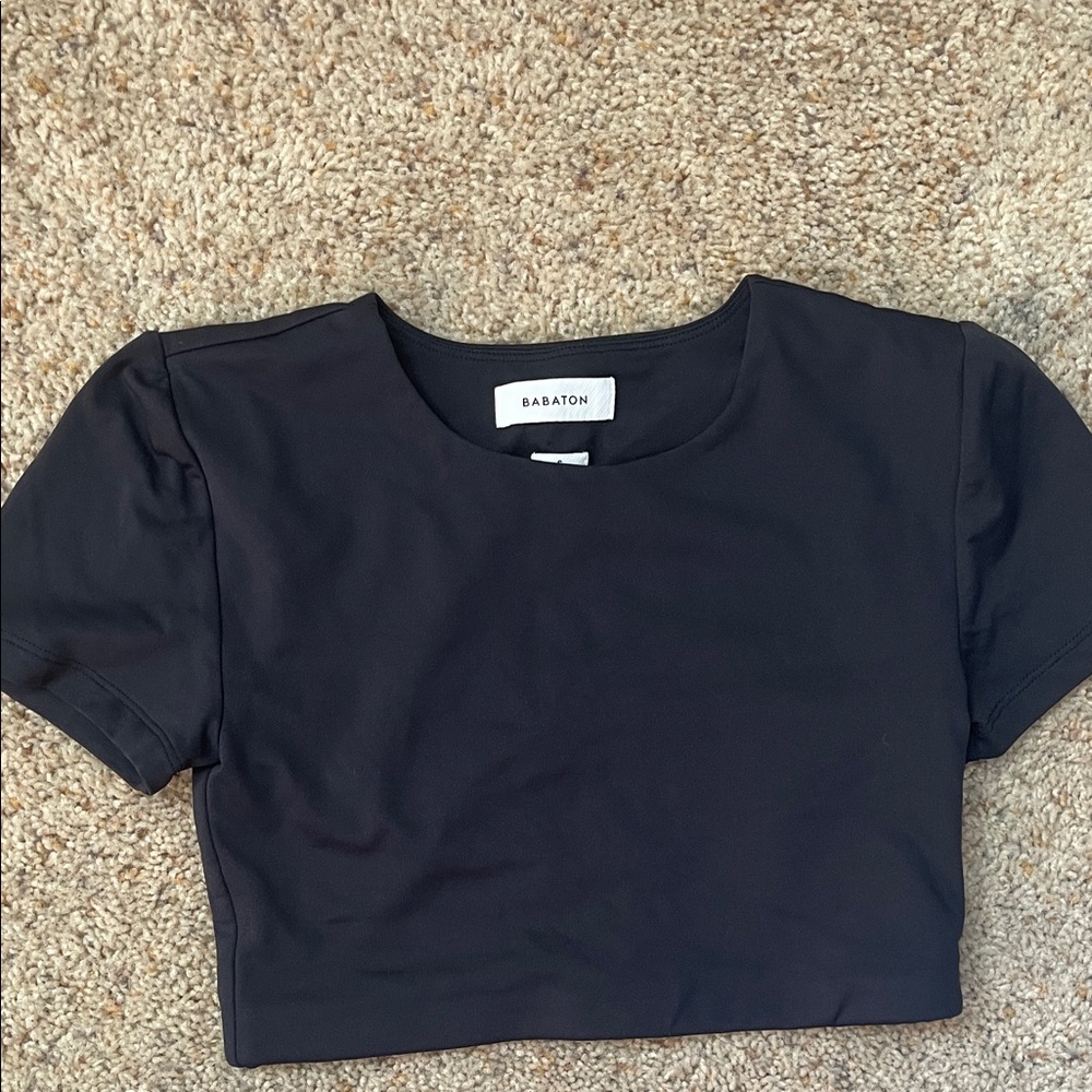 Babaton contour Black Crop Tee